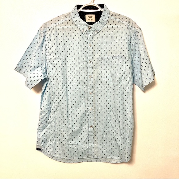 NWT LEVEL TEN COTTON SOFT RELAXED GEOMETRIC PRINT SHIRT SLEEVE BUTTON UP SHIRT - Picture 5 of 13